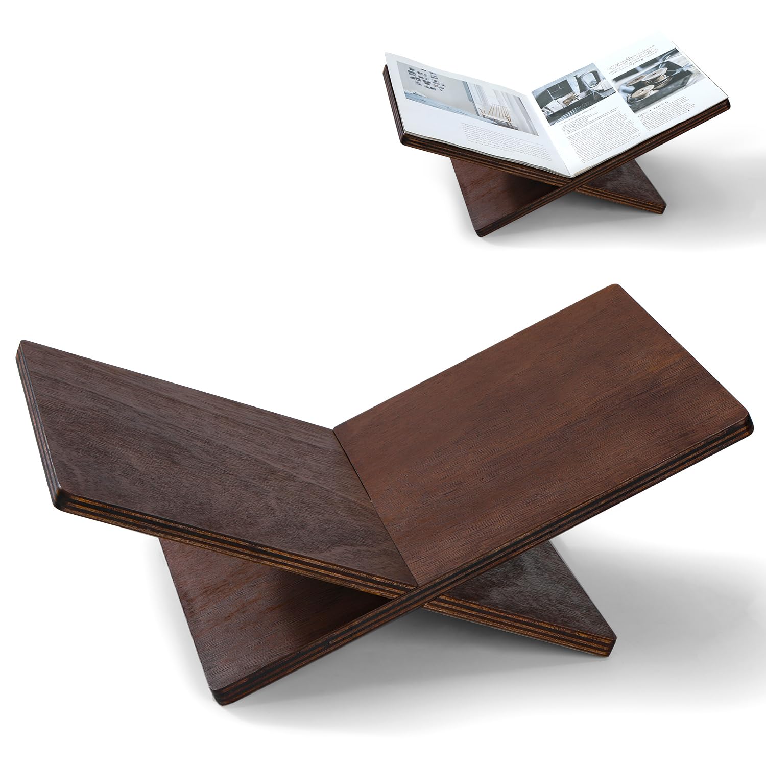 Wooden Large Book Stand for Desktop Display & Reading β Extra Large Cross Frame Open Book Holder, Sleek Finish, Coffee Table Stand for Art Bible Cookbook Easel Magazine Textbooks Quran