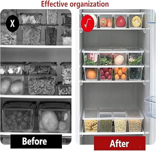 Miniatura 5 de TIST - Contenedor organizador de refrigerador de 5 compartimentos con tapa, apilable, para refrigerador, congelador, caja para frutas, verduras,