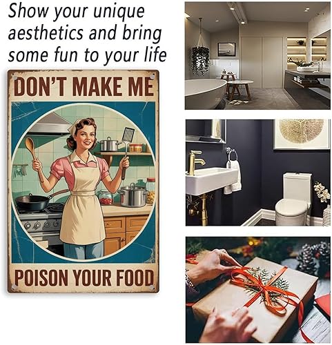 Miniatura 2 de 1pcs Retro Vintage 1950s Kitchen Woman Cooking Metal Tin Sign Dont Make Me Poison Your Food print Suitable for room bathroom cave bar cafe garage