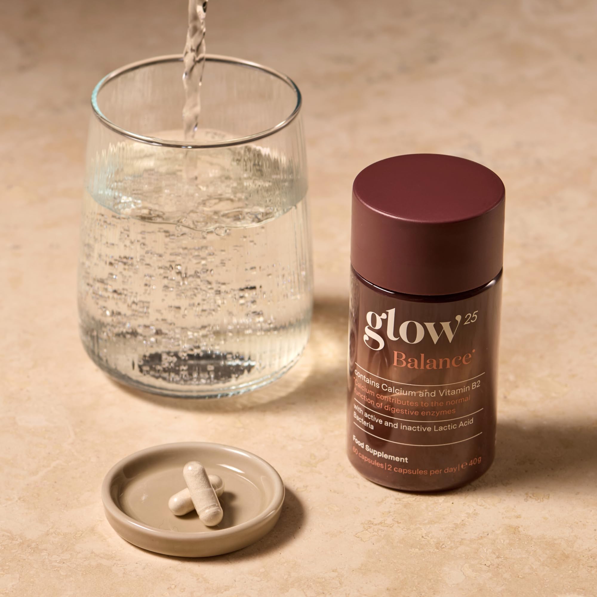Glow25® Duo Balance & Collagène en poudre [Notre produit original] – Balance avec ferments lactiques, inuline, calcium & vitamine B2 + Hydrolysat de collagène avec vit