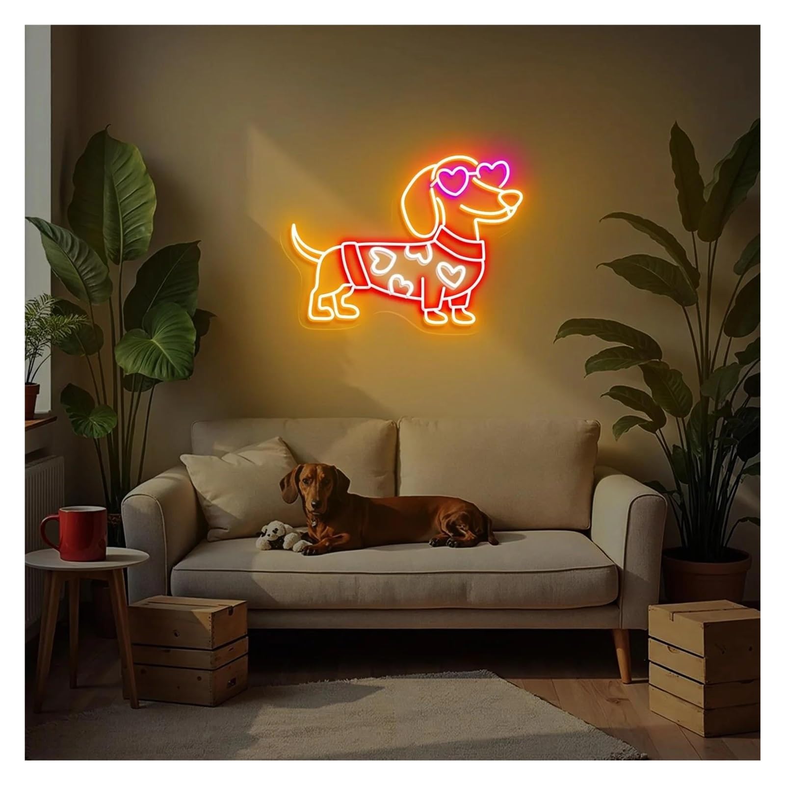 Scritta luminosa Insegna Al Neon Con Luce Dimmerabile A Forma Di Cane Bassotto Per Amanti Dei Negozi Di Animali, Decorazione Per La Stanza Dei Cani Per Mamma Di Cani 45x32cm