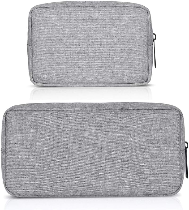 Universal Electronics/Accessories Soft Carrying Case Bag, Durable & Light-weight,Suitable for Out-going, Business, Travel and Cosmetics Kit (Small+Big-Gray)