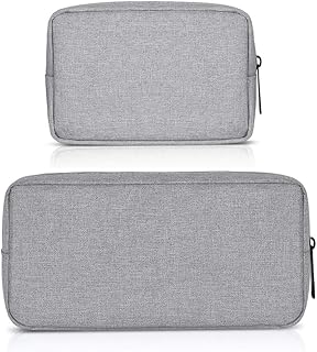 ERCRYSTO Universal Electronics/Accessories Soft Carrying Case Bag, Durable & Light-weight,Suitable for Out-going, Business, Travel and Cosmetics Kit (Small+Big-Gray)