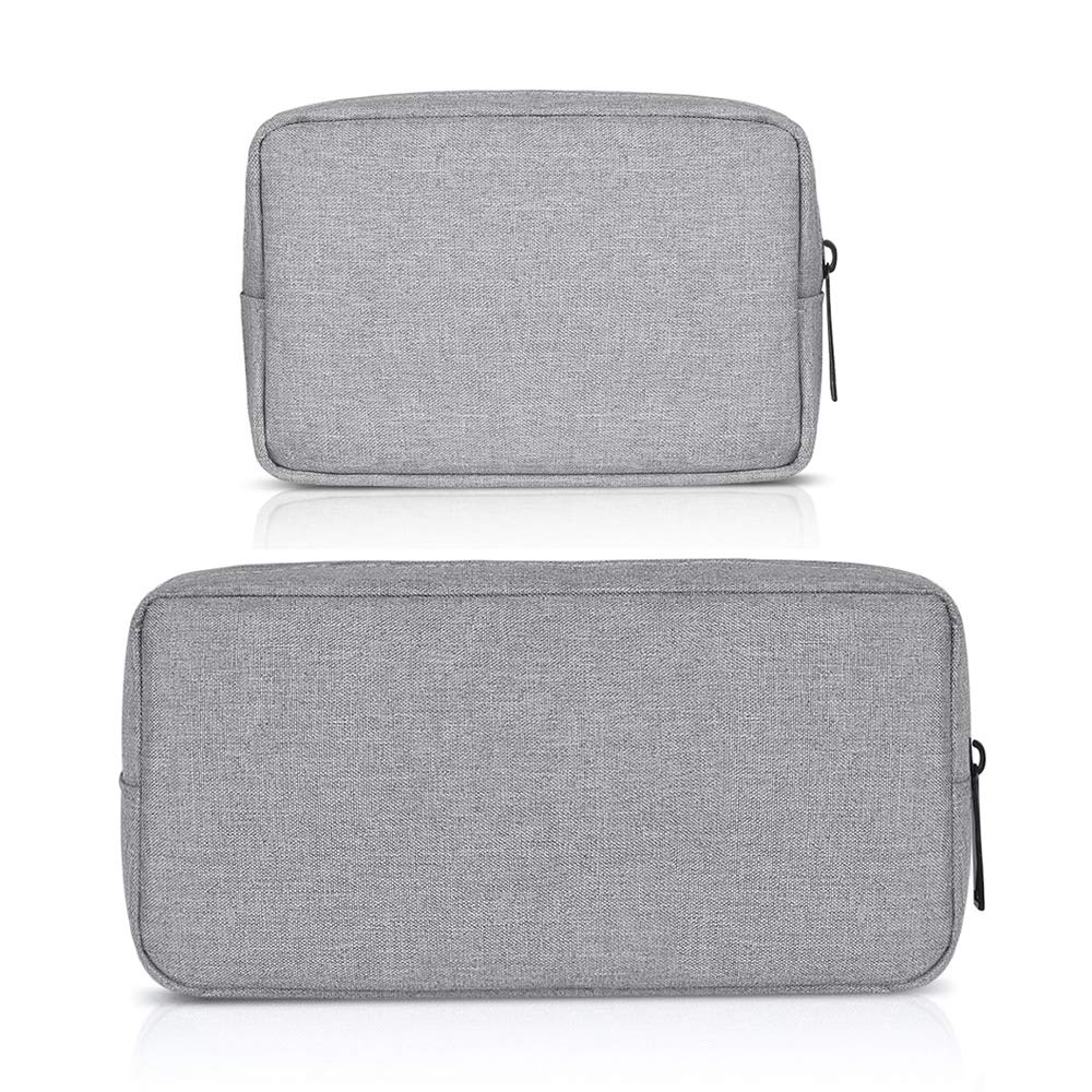 Universal Electronics/Accessories Soft Carrying Case Bag, Durable & Light-weight,Suitable for Out-going, Business, Travel and Cosmetics Kit (Small+Big-Gray)