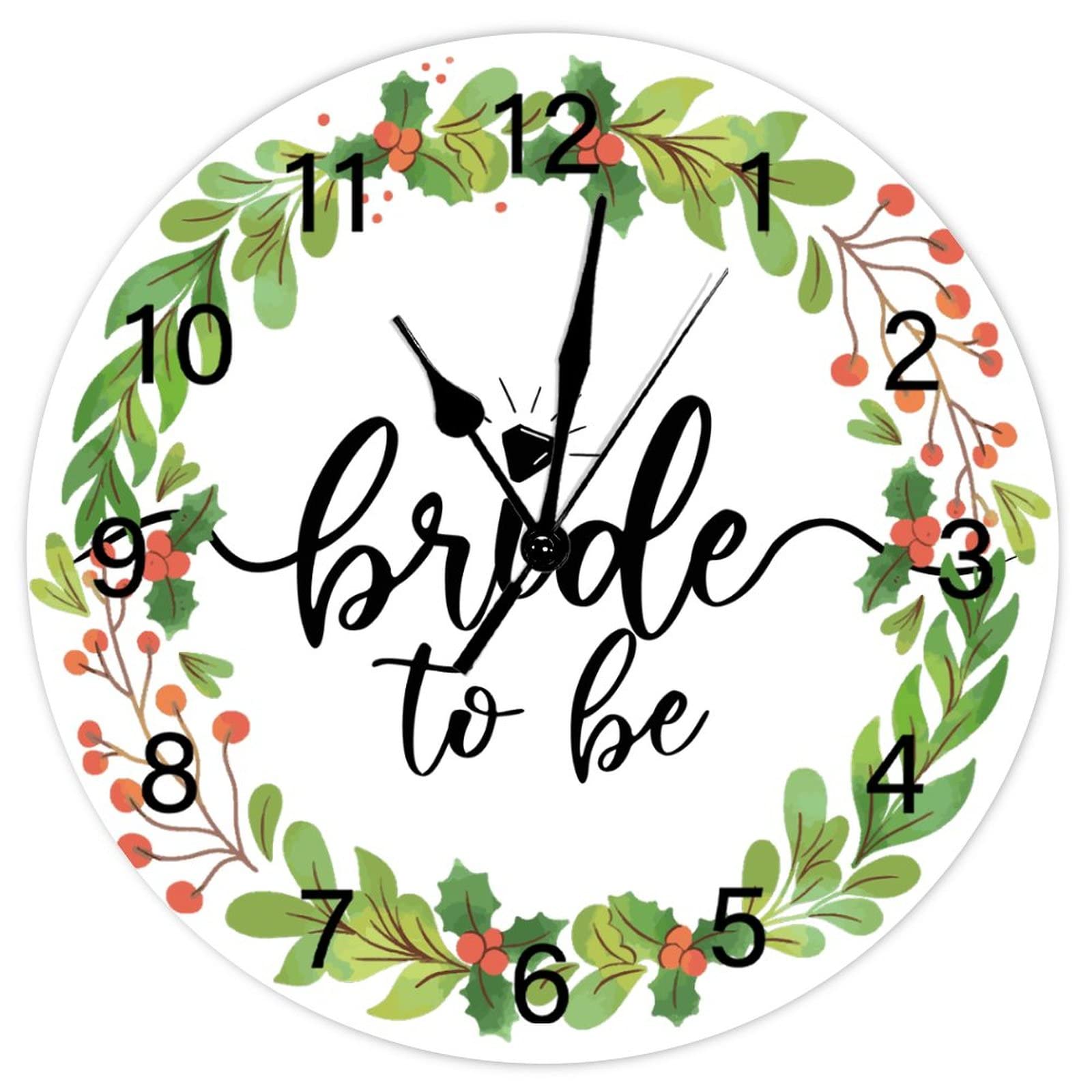 Horloge ronde Bride to Be rustique vintage rétro 38 cm pour décoration murale de maison