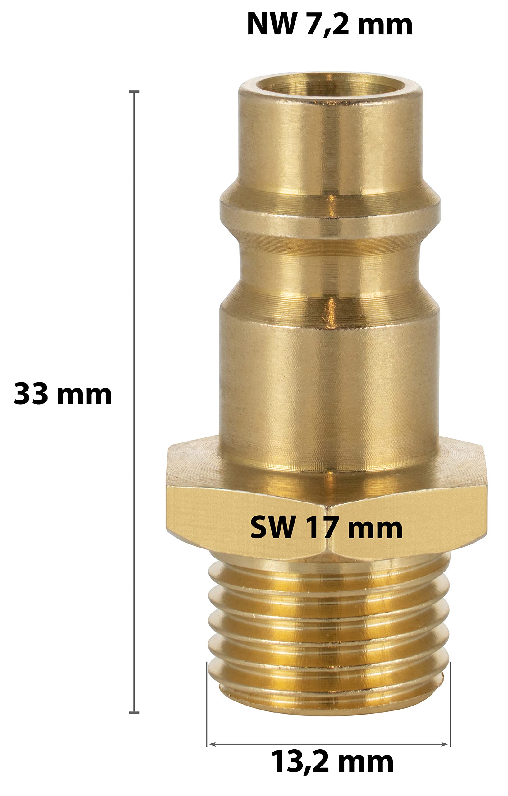 Poppstar Compressed Air Plug NW 7.2 with 1/4" External Thread for Compressed Air Fittings, Male Thread 1/4" / Plug - Image 2