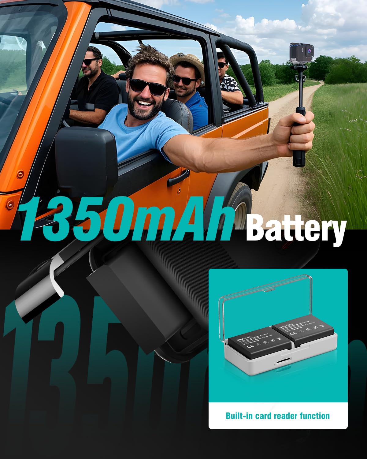4K60fps Fotocamera Subacquea- Metallo nudo Telecamera sott'acqua 10M con 64G SD Card, HD 48MP Touchscreen Action Cam 6-Axis Stabilizzazione, WIFI Videocamera 8X Zoom Con Casco Accessori
