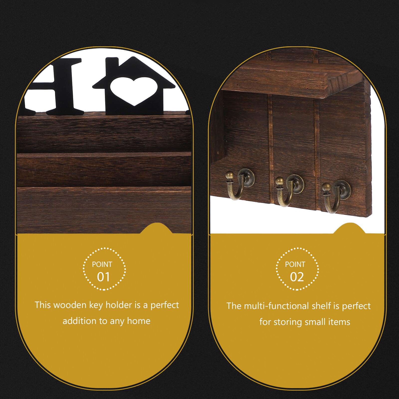 Portachiavi da Muro in Legno Porta Posta, Ganci per Chiavi, Design Vintage, Salvaspazio per Ingresso e Arredamento Casa