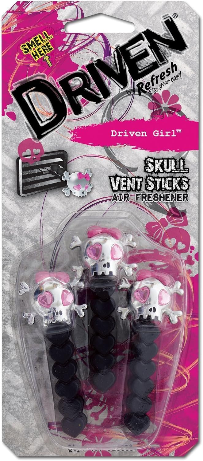 Driven by Refresh Your Car! 79119 Skull Vent Stick, 3 Per Pack, Driven Girl