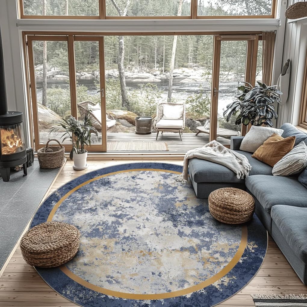 ラグ Kyne Stamp Circle Rug by ROOM Blue Kyne Stamp Circle Rug by ROOM (Blue) – ON AIR
