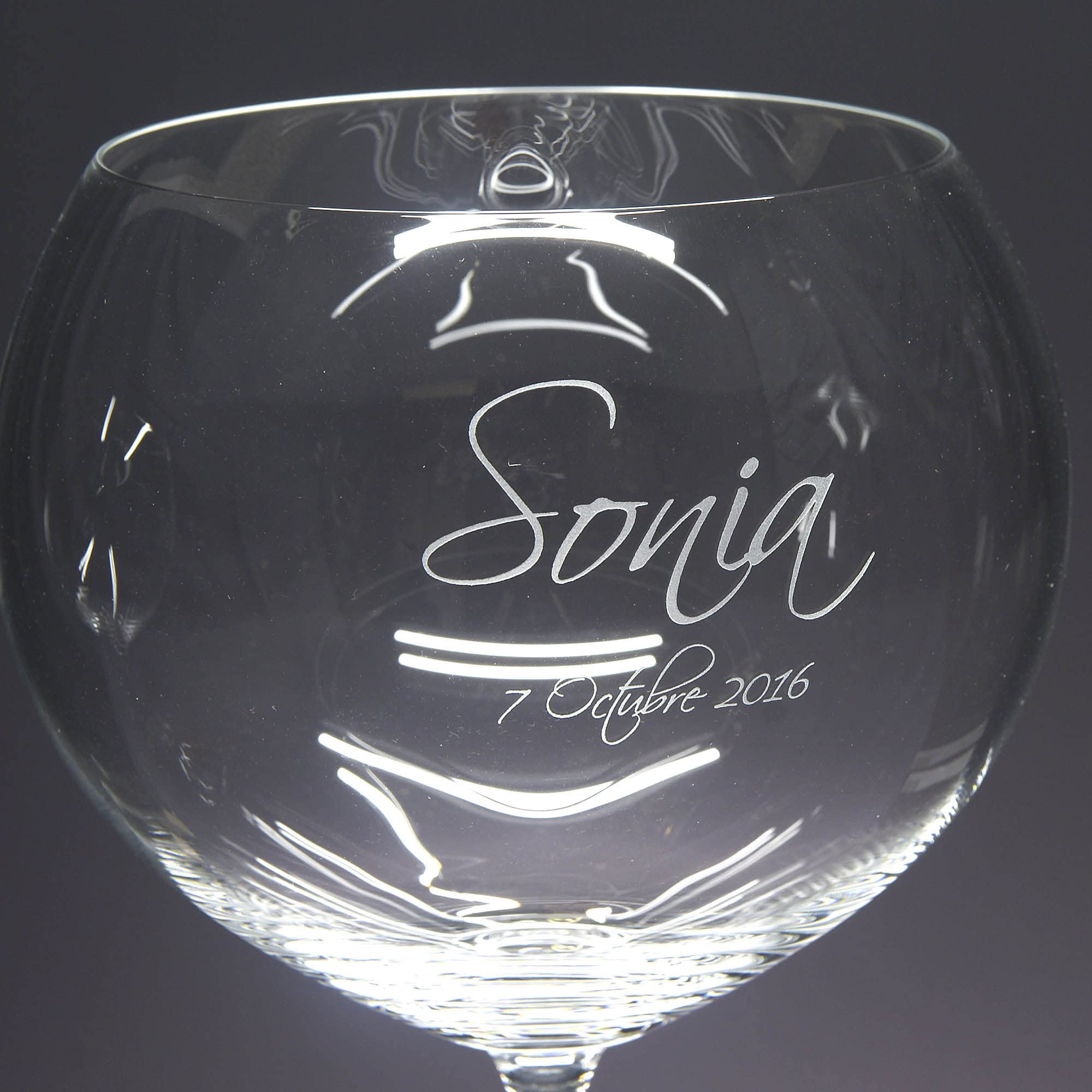 Gala&K | Set de 2 copas de cristal para gin tonic | Para novios | Bodas de plata/oro | Aniversarios | Colección GIN TONIC-GRABADO | Grabación personalizada.