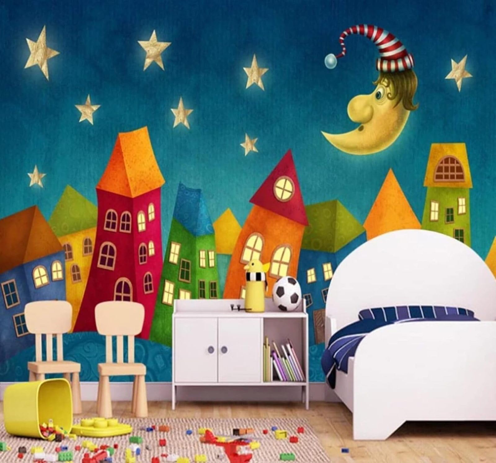 XLMING Cartoon Fantasy Castle Moon Stars 3D Wallpaper Luxury Home Dining Decor Paste Sofa Living Room The Wall for Bedroom Mural-200cm×140cm