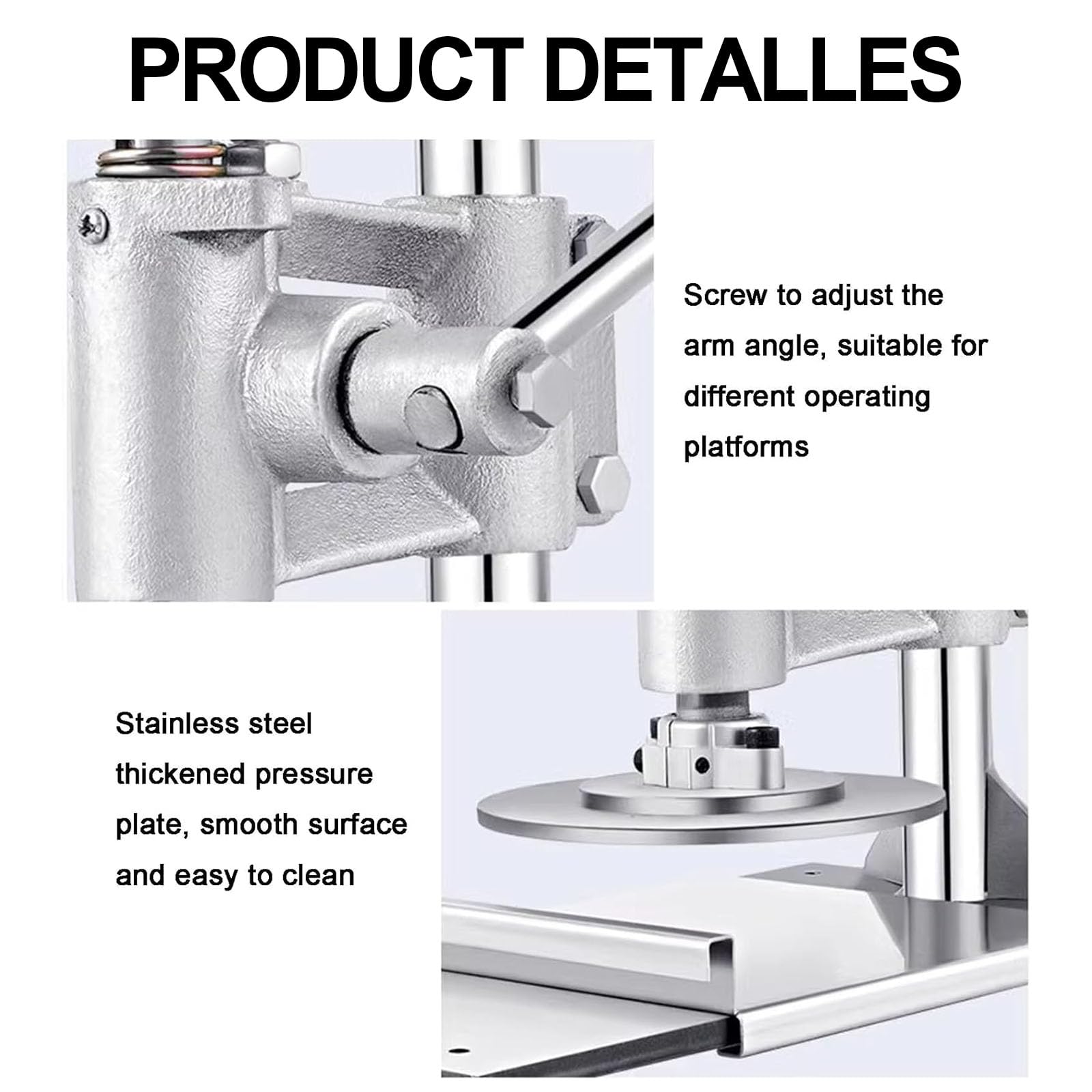Pressa per Pizza, Pressa Manuale per Pizza in Acciaio Inox, Pressa Manuale Professionale con Spessore Regolabile, per Tortillas per Pizza Commerciali o per Famiglie da 16 cm