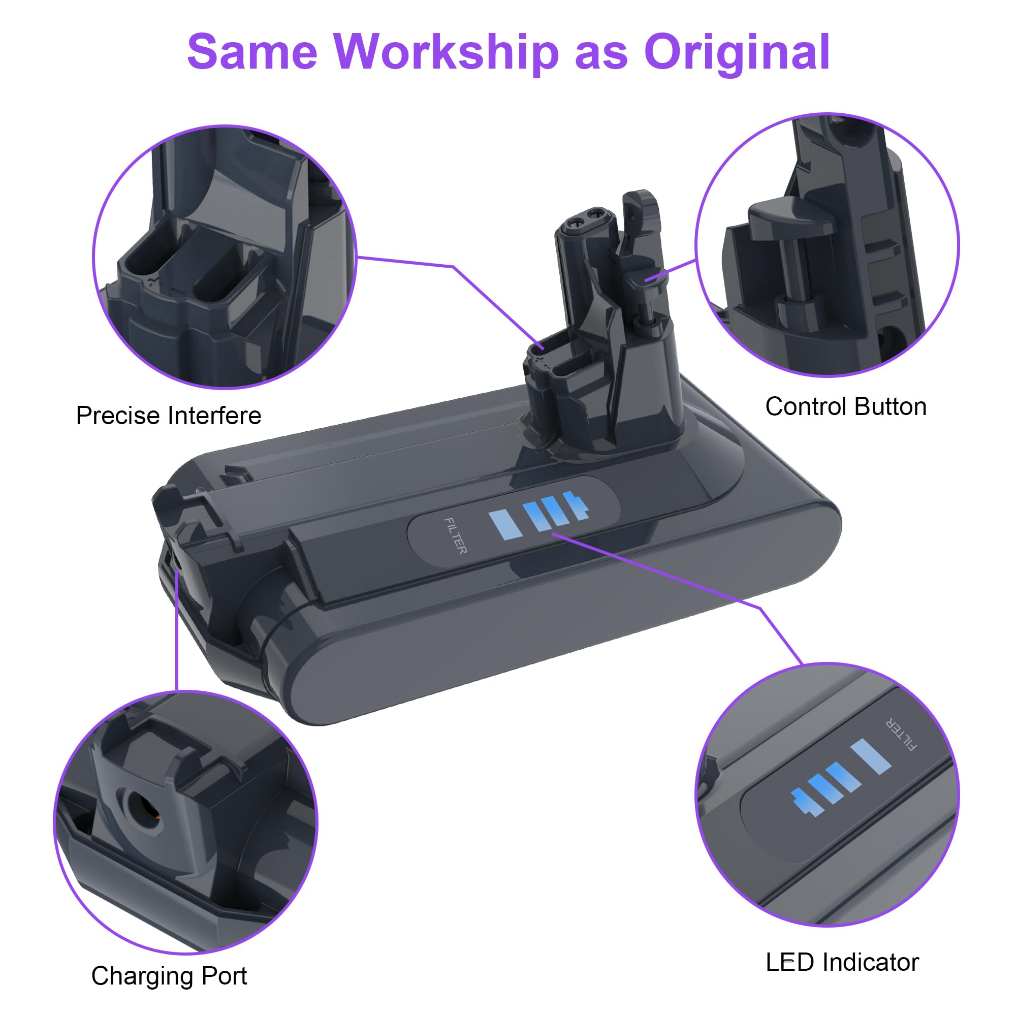 Replacement Battery For Dyson V10 Cordless Vacuum – 25.2V, 6000mAh, Compatible With V10 Animal/Absolute/Fluffy Models