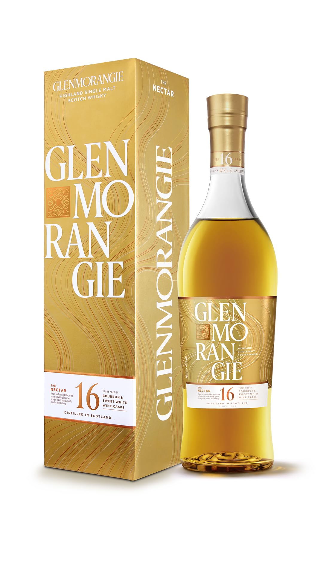 Glenmorangie Nectar d’Or 16 ans Whisky 70cl 46% étui | Whisky single malt 46%. Vieilli dans des fûts de Sauternes. Notes de fruits secs et d'épices.