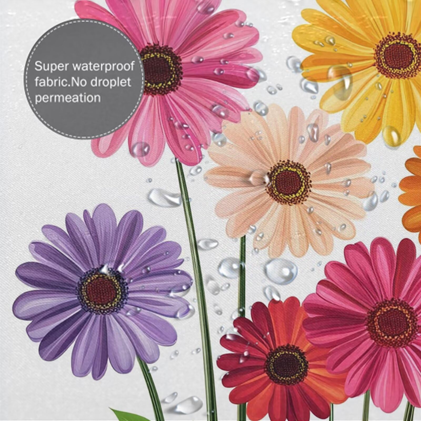 Cortina de Ducha Blanco Cortina Ducha, Antimoho, Tela Impermeable Poliéster, Shower Curtain 200x220 cm con 12 Ganchos y Dobladillo Ponderado, Shower Curtain Lavable para Baño o Bañera, Flor 3Y#167