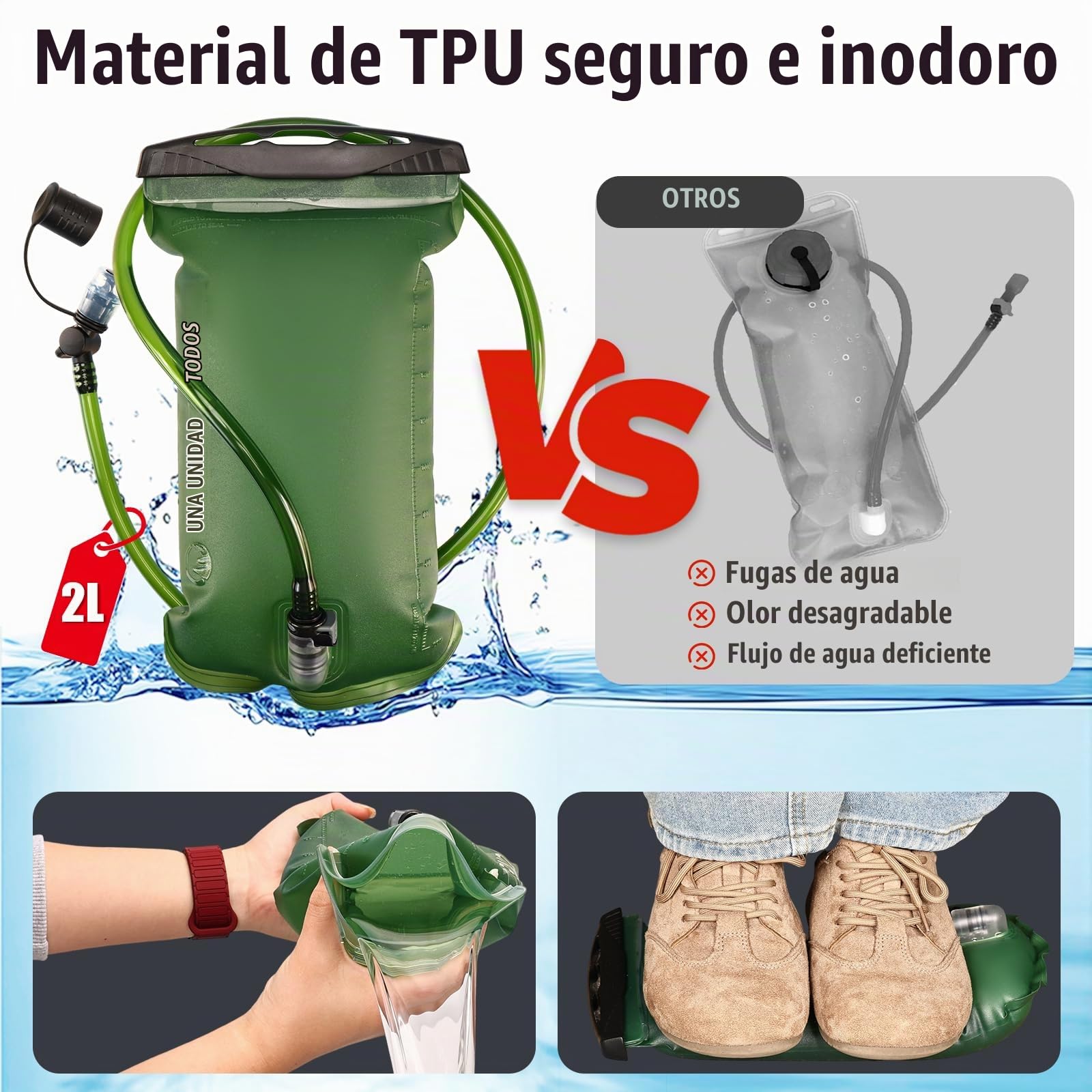 Chaleco Running Hombre Mujer Tactico con Bolsa Agua 2L, Chaleco Hidratacion Trail Running Impermeable, Mochila Hidratacion Running Vest Mochila Running Molle para Correr Senderismo Montaña