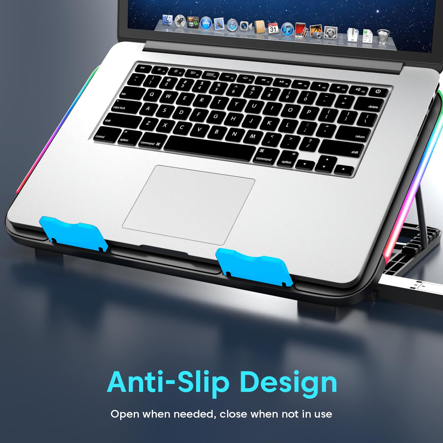 Sounce Laptop Cooling Pad with 6 Hexa Cooling Fans, Adjustable Speed Control, RGB LED Lighting, Built-in USB Ports, Detachable Mobile Holder, Ergonomic 5-Step Retractable Stand Laptops (Black) 13 71 vYj+8HVL. SL1500