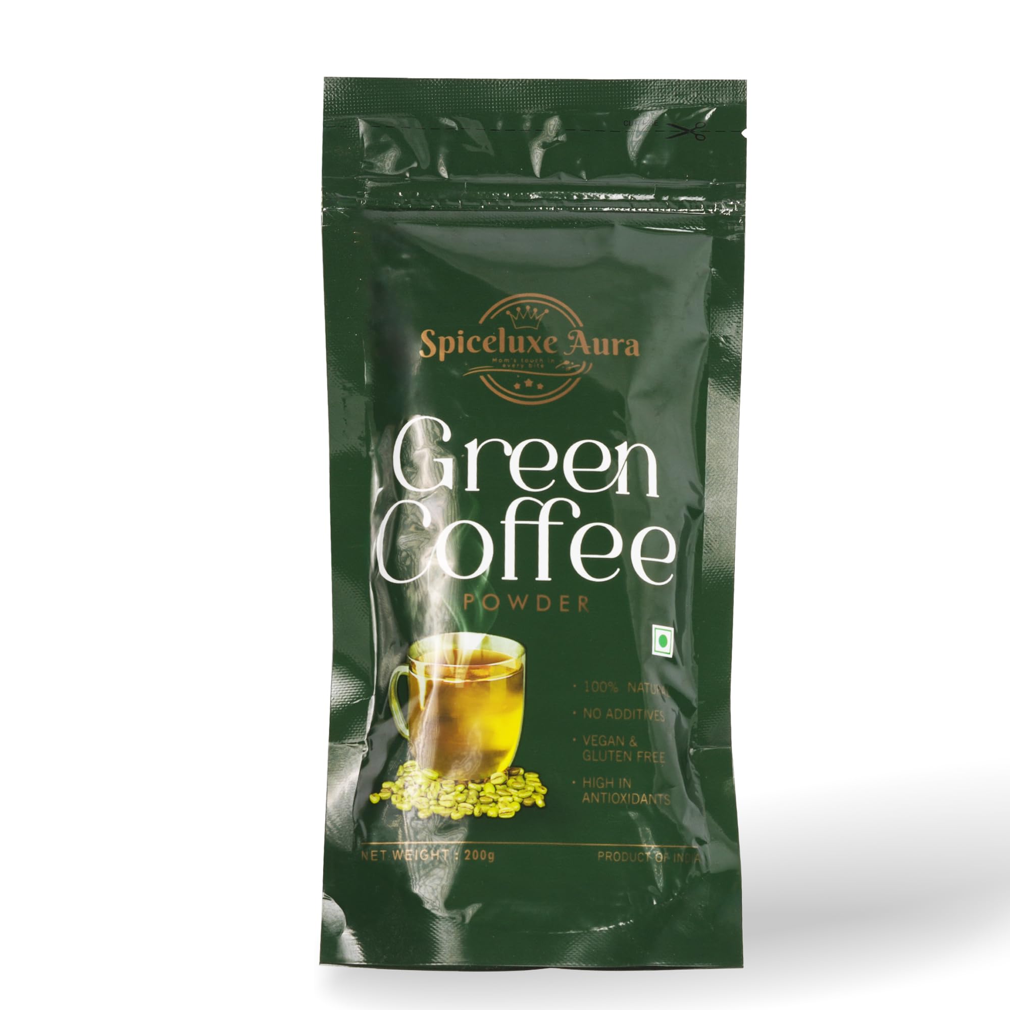Spiceluxe Aura Green Coffee Powder, 100% Natural, High in Antioxidants, Vegan and Gluten Free, No Additives, 200g-image-37