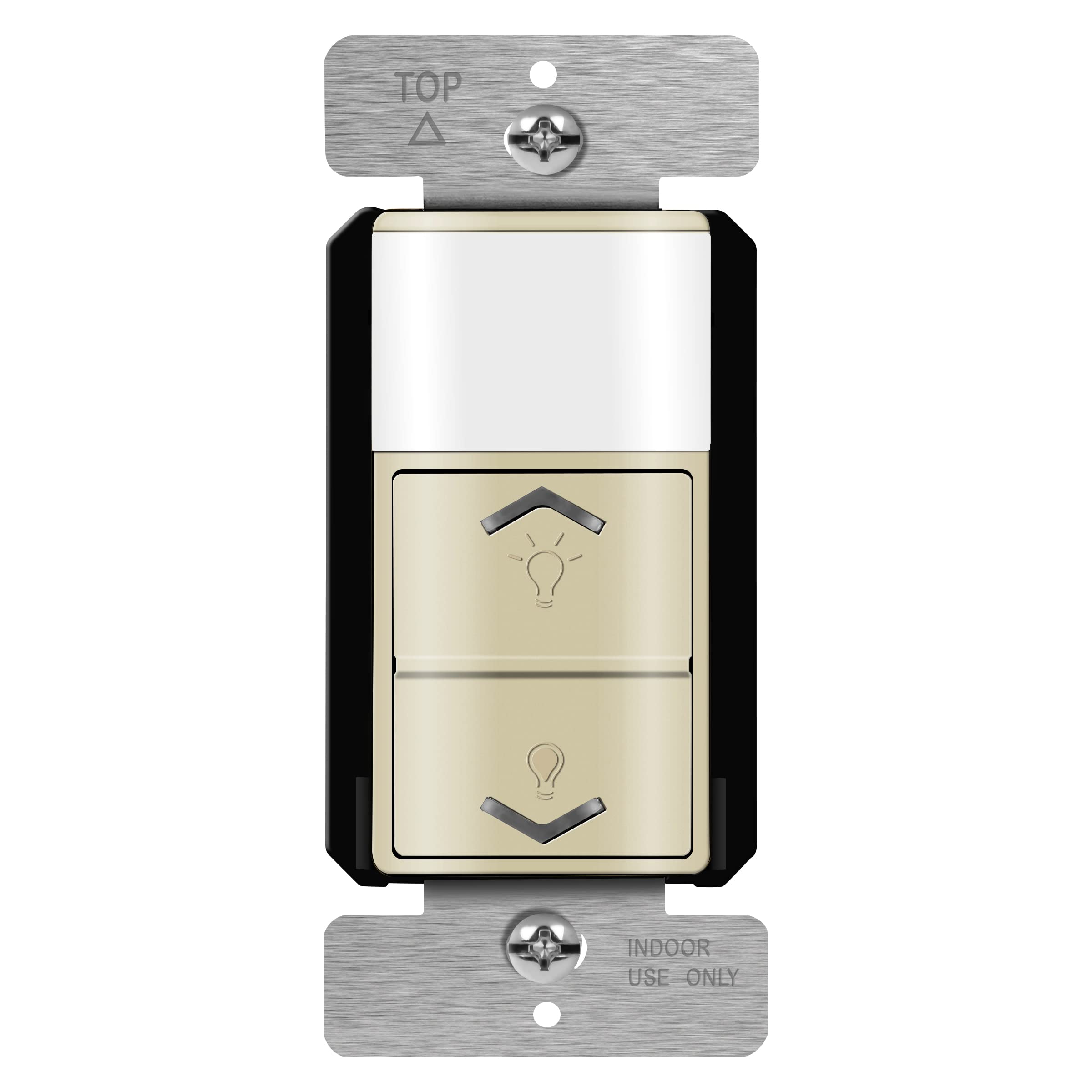 TOPGREENER TDODS5-120-I Variateur électronique avec détecteur de mouvement PIR, modes d'occupation et de vacance, LED/CFL 150 W, unipolaire, certifié UL, TDODS5-120-I, ivoire