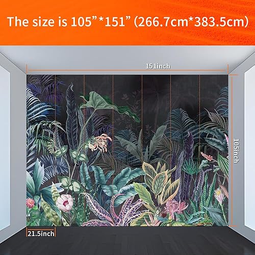 Miniatura 2 de Papel tapiz vintage de hojas verdes de 151 x 105 pulgadas, papel tapiz autoadhesivo con hojas de bosque tropical, papel de contacto impermeable,