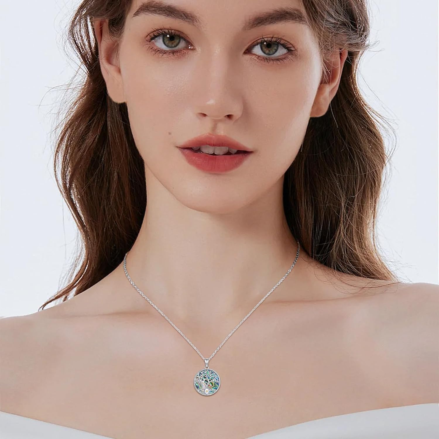 Mountain/Mustard Seed Necklace for Women 925 Sterling Silver Turquoise Abalone Mustard Seed Pendant Necklaces Christian Jewelry Hiking Birthday Mothers Day Gifts - Image 4