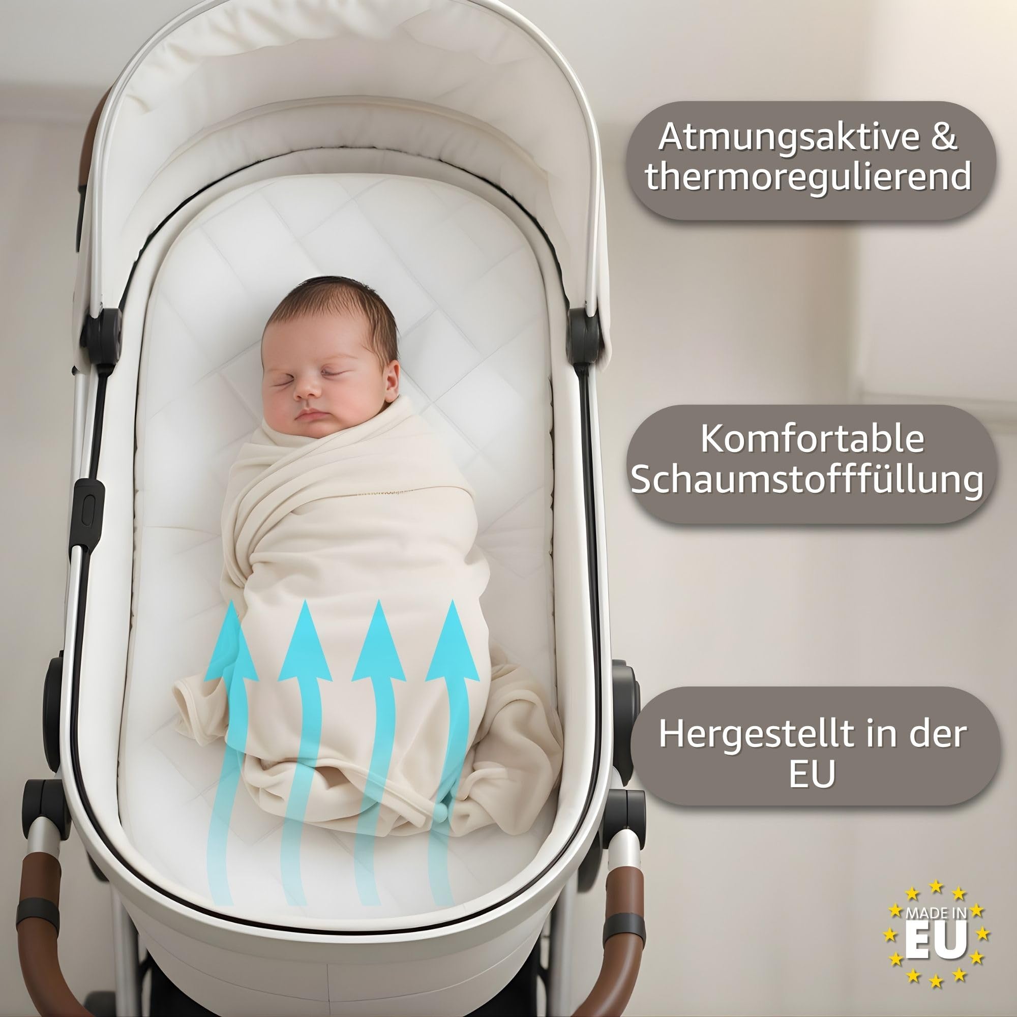 DolciSogni Materasso Waterfoam Per Culle Neonati E Lettini Bambini 60x125cm, Spessore 12cm, Con