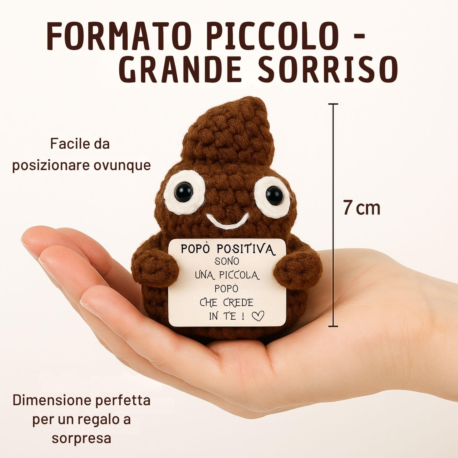 Popo Positivo© | Regalo Simpatico e Divertente | Idea Buffa | Festa & Compleanno | Uomo Donna Bambino Ragazzo | Uncinetto Cacca Bagno| Peluche Motivazionale | Amico Collega Ufficio | Giocattolo Comico