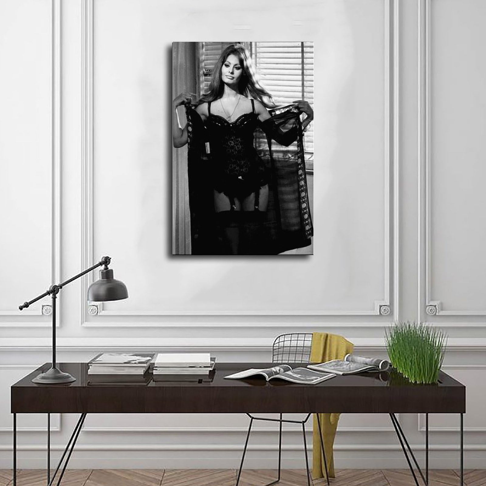 DEZARO Poster Su Tela Con Cornice – Ritratto Retrò Sophia Loren, 40x60 Cm, Per Camera Da Letto O Ufficio - 2