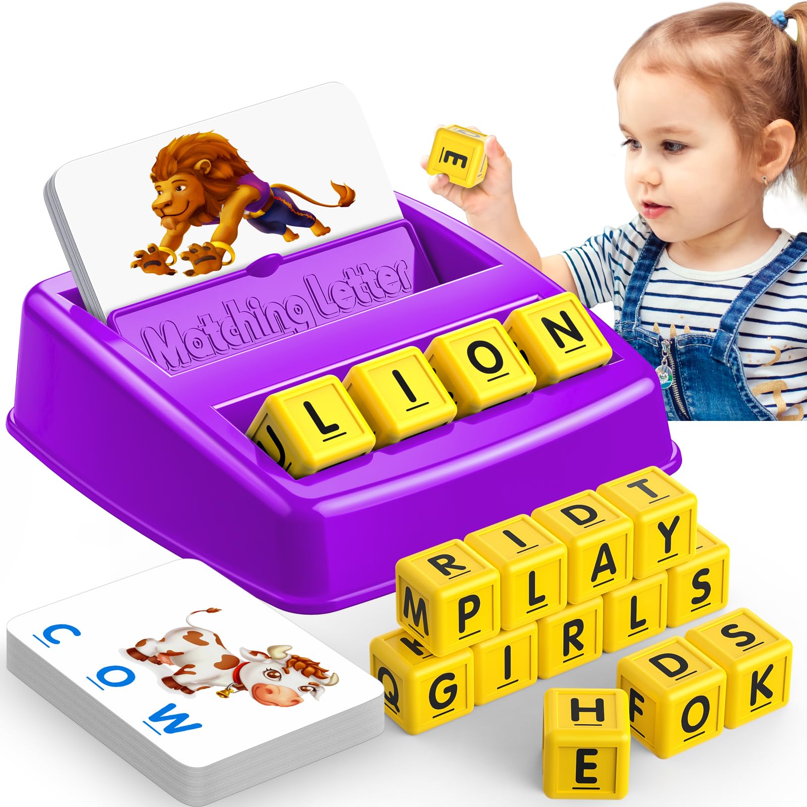 Toys for 3-8 Year Olds Girls,Learning Games for Kids Ages 4-8, Educational Toys for Kids 5-7 Matching Letter Games for 3-8 Spelling Games for Kids Ages 4-8 for Kids Birthday Halloween Christmas Easter
