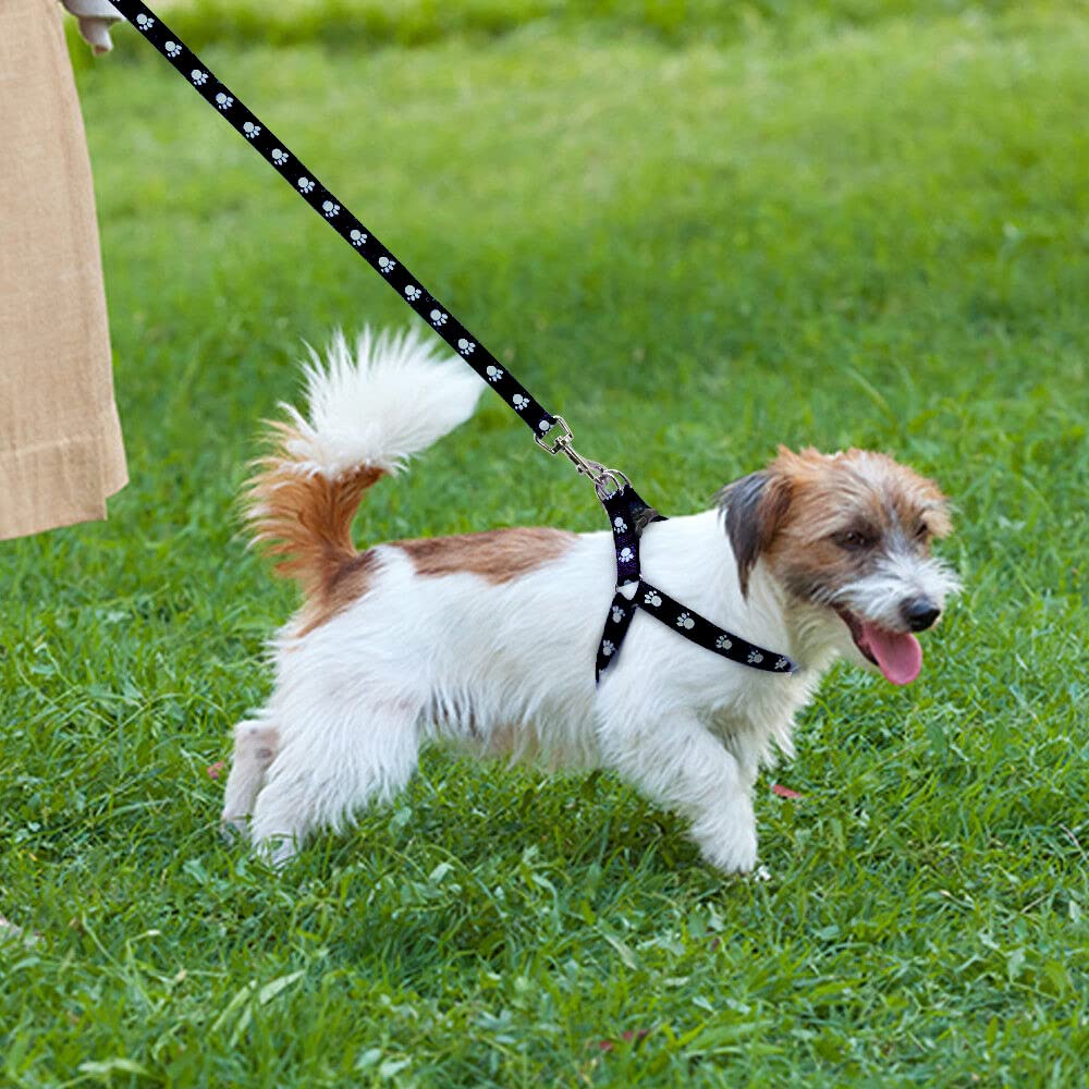Woofy Puppy Nylon Harness with Leash Set | Adjustable paw Printed Harness and Leash for Small & Medium Dog 0.5Inch, Pack of 1 Harness & 1 Leash (Black) (B0BLSS8M8S) Amazon Price History, Amazon Price Tracker