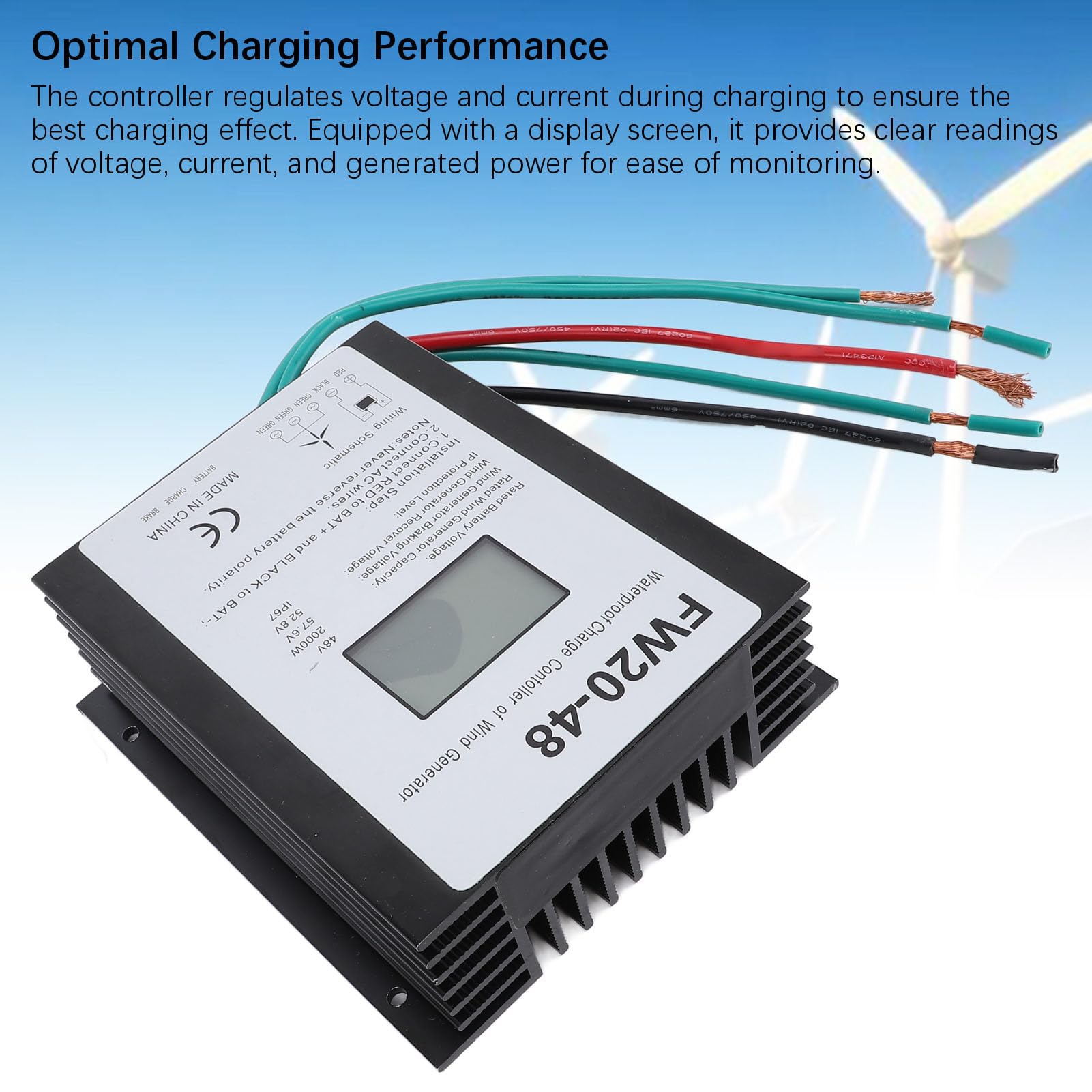 Controlador de carga de turbina eólica de 2000W 48V MPPT IP67 resistente al agua con pantalla LED para de generador eólico doméstico