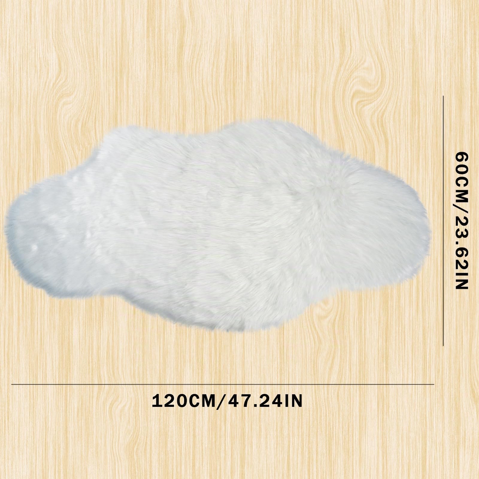 zhxinashu Tappeto Peloso a Forma di Nuvola per Camera da Letto 60x120cm | Tappeto Morbida a Forma di Nuvola, Poliestere Bianco, Superficie Morbida in Plush Spessa 5-7 cm, Decorazione per Soggiorno