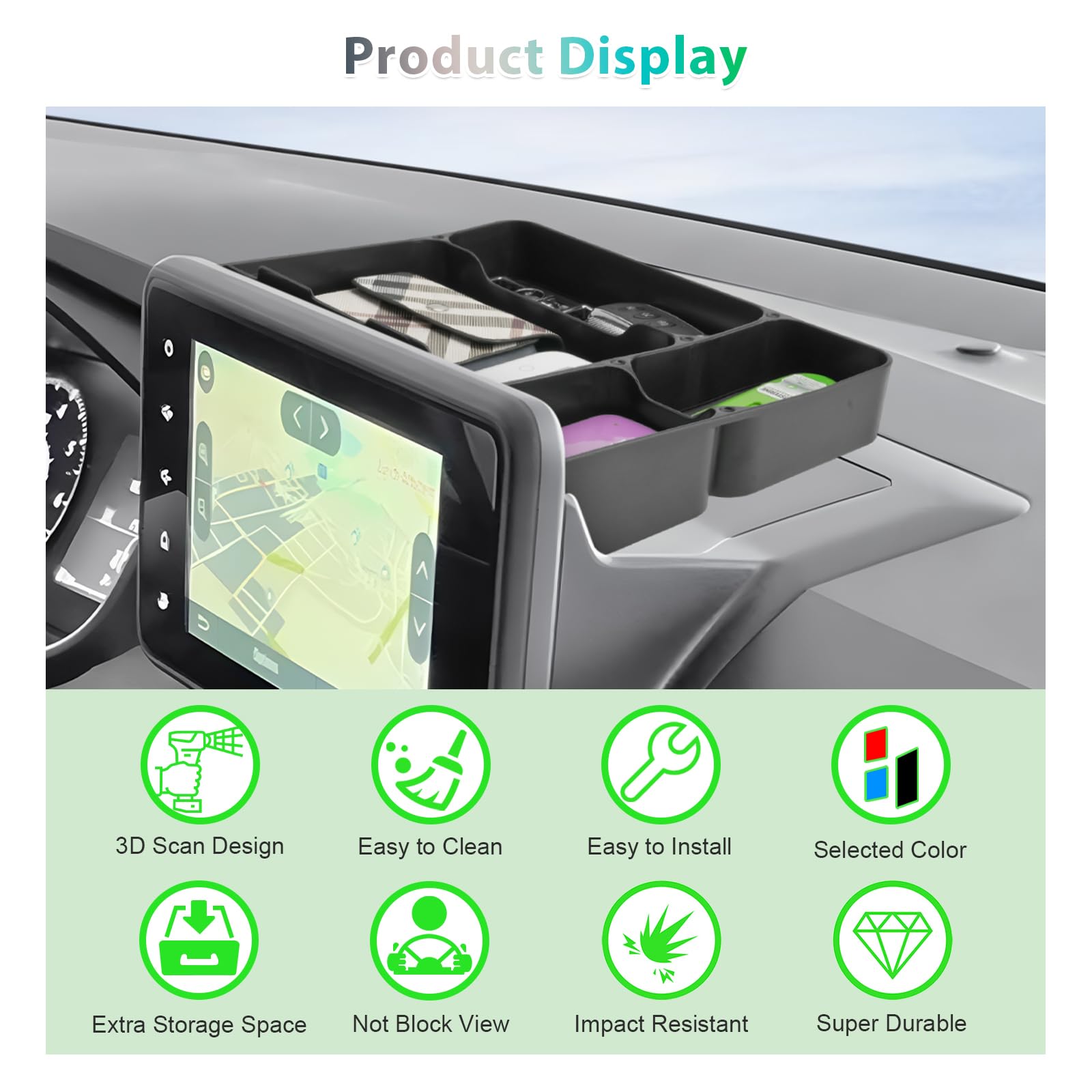 GAFAT Dacia Sandero 3/Stepway 3/Dacia Jogger 2021-2024 2025 8" Boîte de Rangement Console Centrale, Sandero 3 Stepway 8" Media Nav derrière l'Écran Plateau Organisateur, Dacia Sandero 3 Accessoires