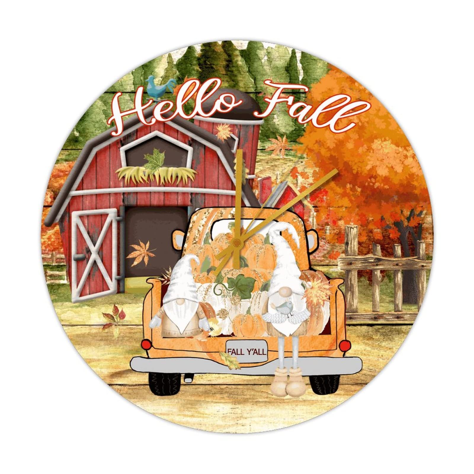 Horloge ronde en bois Hello Fall pour rompre la monotonie des murs de buanderie et cuisine