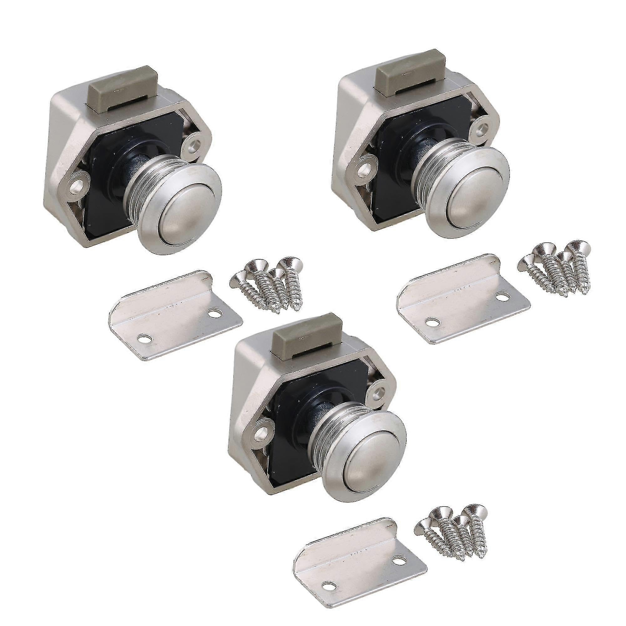 Joyhappst Image Color 3 X Push Button Latch Rv Door Locks For Caravan Cupboard Drawer Handle