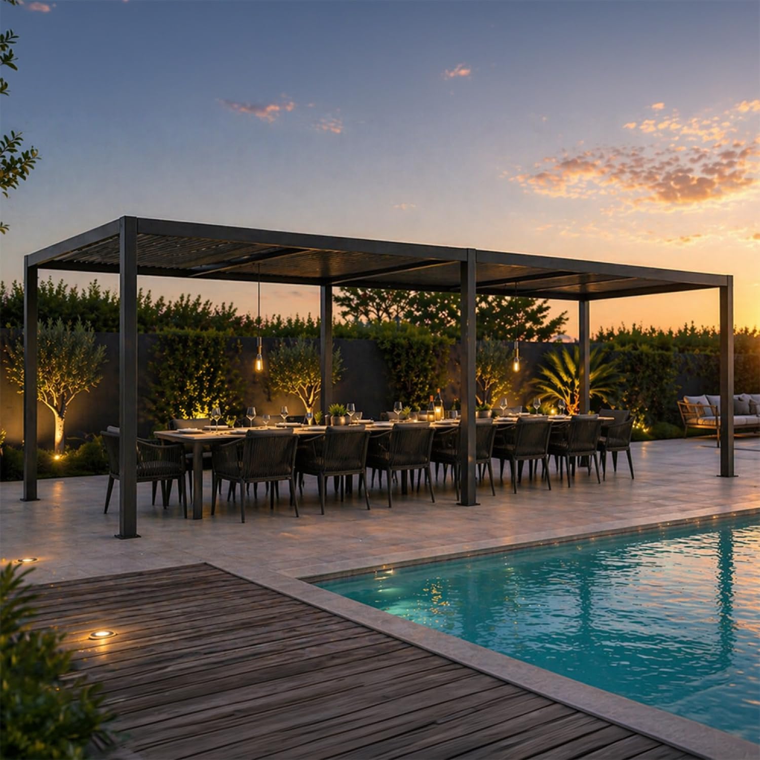 Pergola Bioclimatique Double Paros 571×290 cm Noir Aluminium