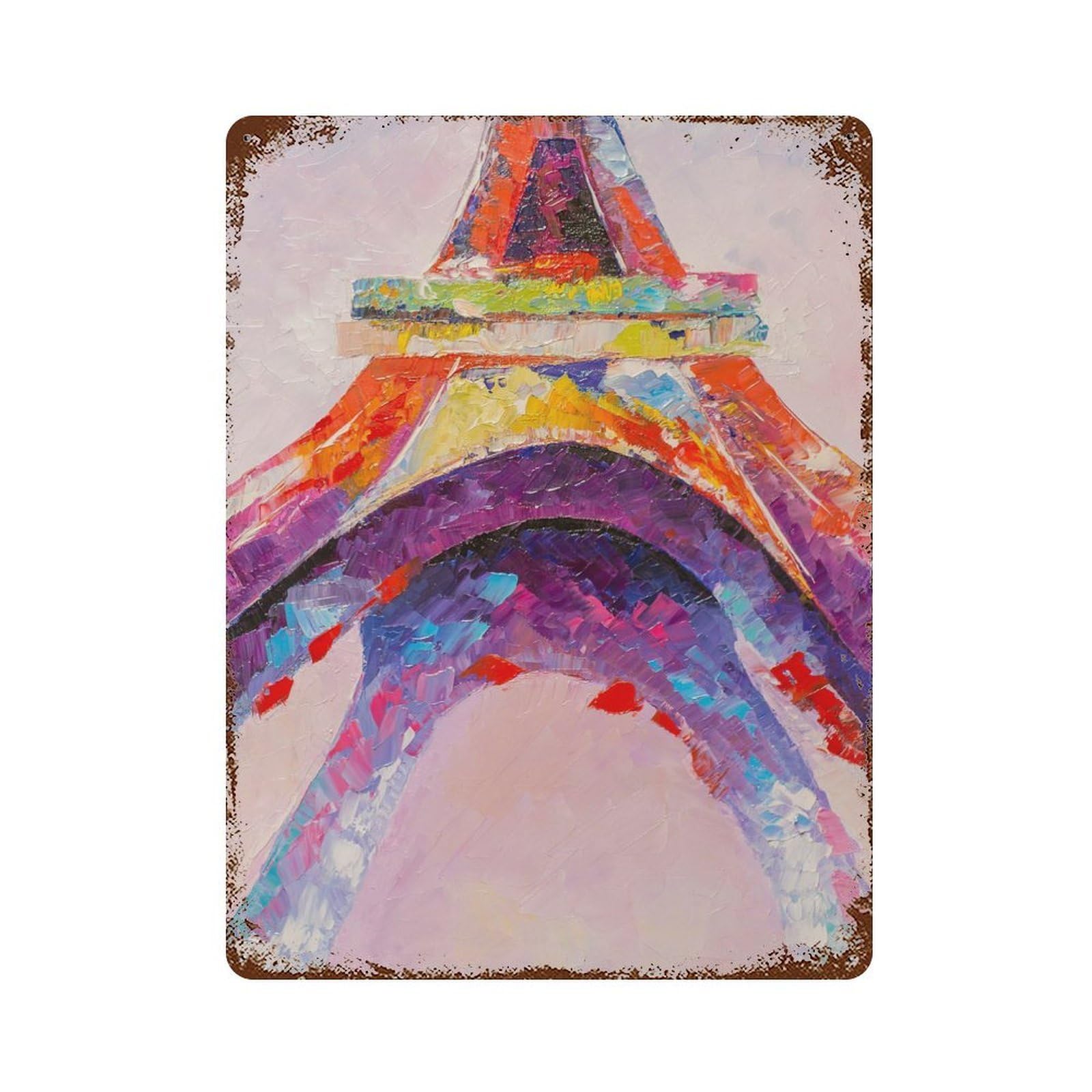 Eiffel Tower Retro Metal Sign 15.7"x11.8", Decorative Metal Wall Art for Garage, Bar And Workshop Decor