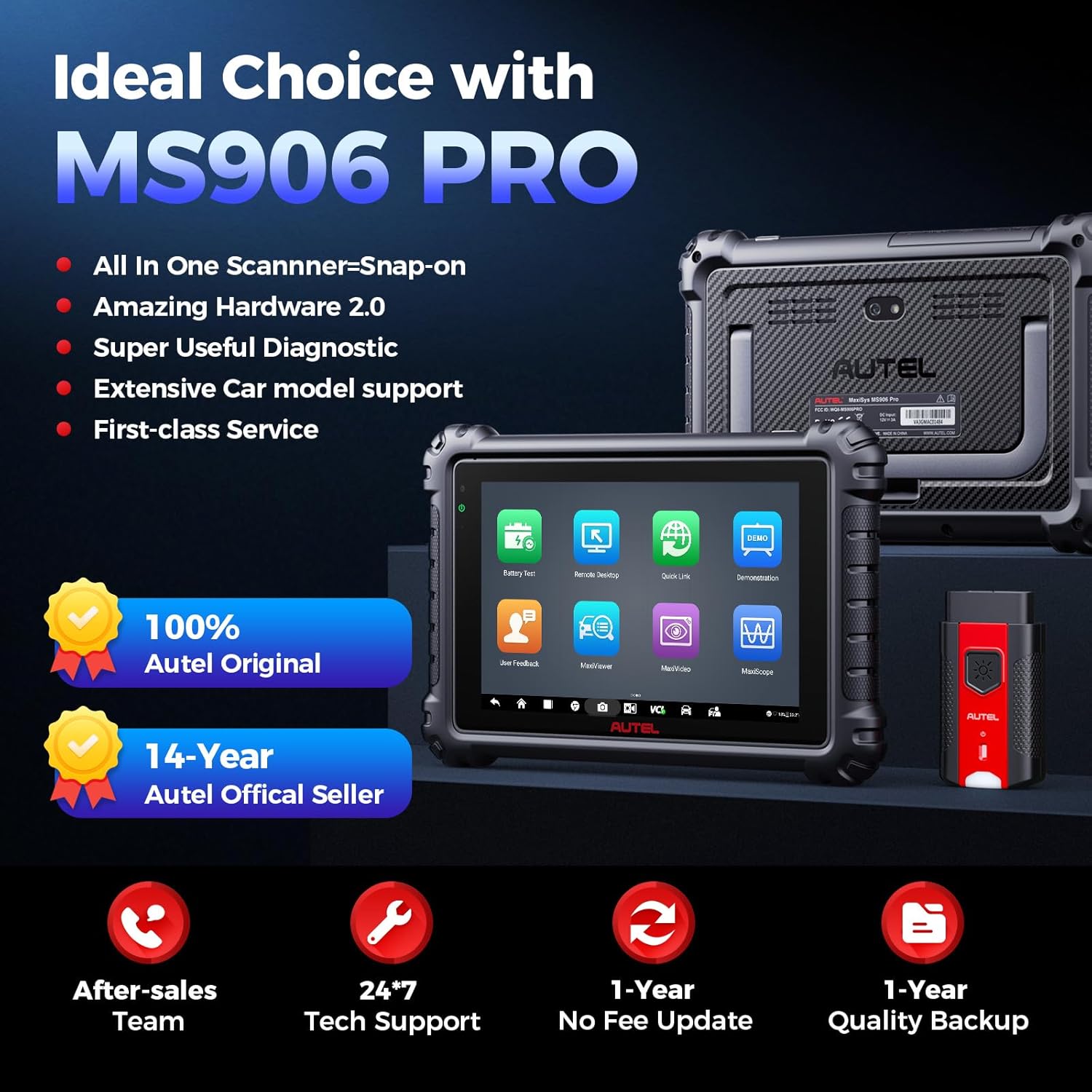 Autel MaxiSYS MS906 PRO Scanner, 2026 MS906PRO Same as MS906MAX, V2.0 Upgraded of MS908S Elite 2 MS906BT MP900BT, DoIP CAN FD, 36+ Service, Bidirectional 3000+ Active Test, VAG Guided