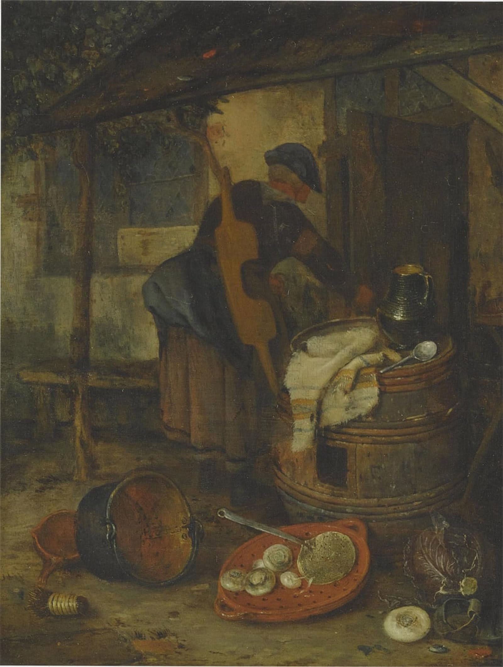 ARTXLXXBN Famous Painting Canvas Artwork Graffiti Print a Maid by Adriaen Jansz Van Ostade Portrait Canvas Image for Home Decor 60x90cm