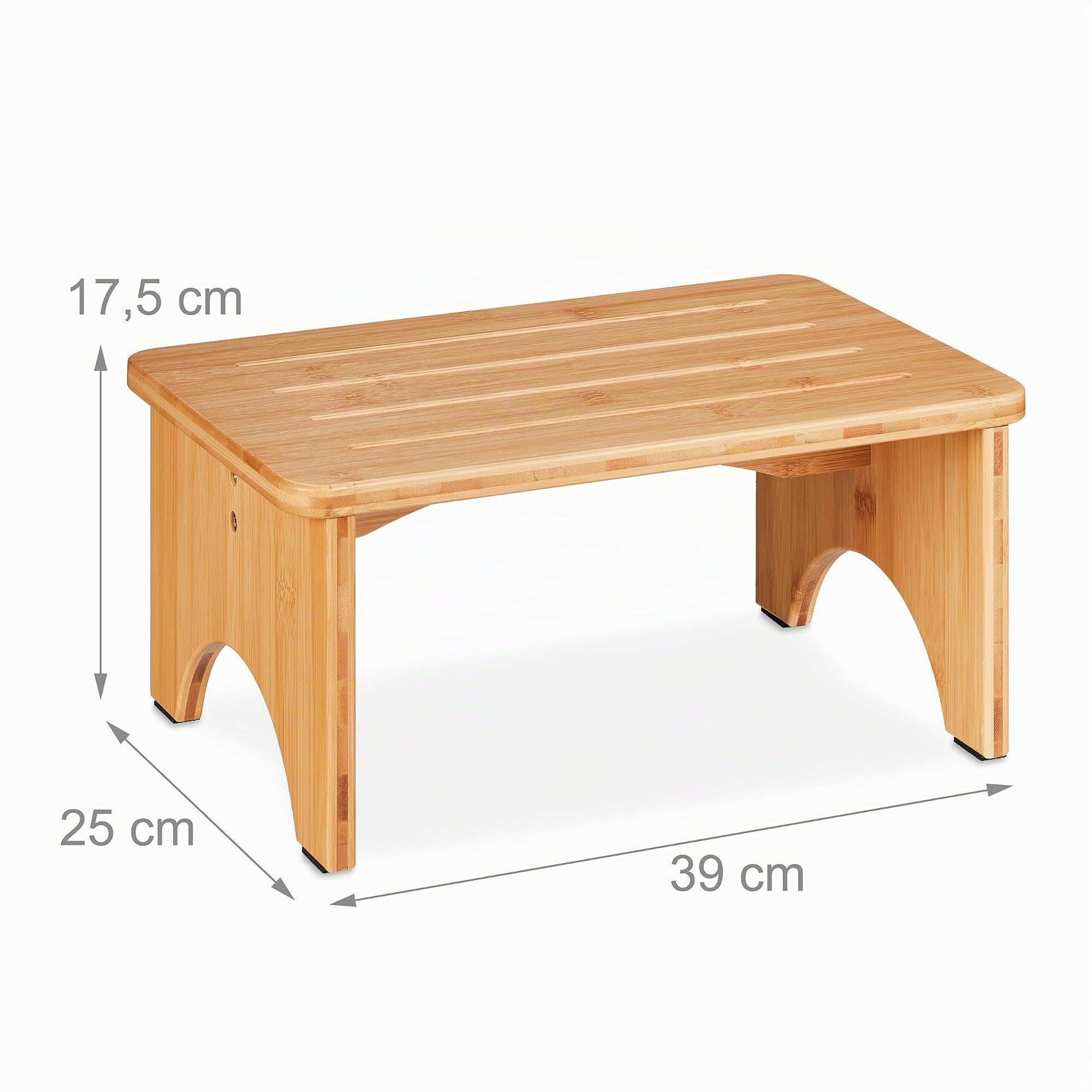 Relaxdays Tabouret en Bambou, pour Salle de Bain, Cuisine, Salon, HxLxP : 17,5 x 39 x 25 cm, marchepied, Nature