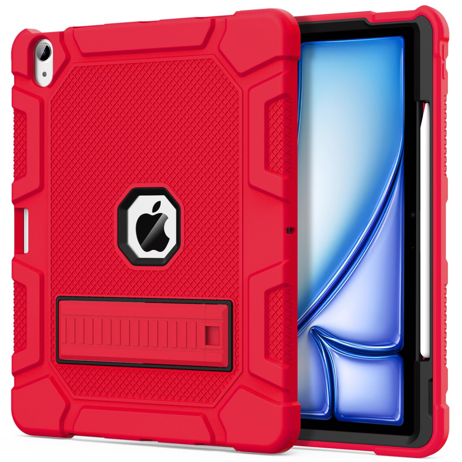 Azzsy Case for iPad Air 13-inch (M3/M2) 2025/2024, [Built-in Pencil Holder] Heavy Duty Shockproof Rugged High Impact Protective Case for 13 inch iPad