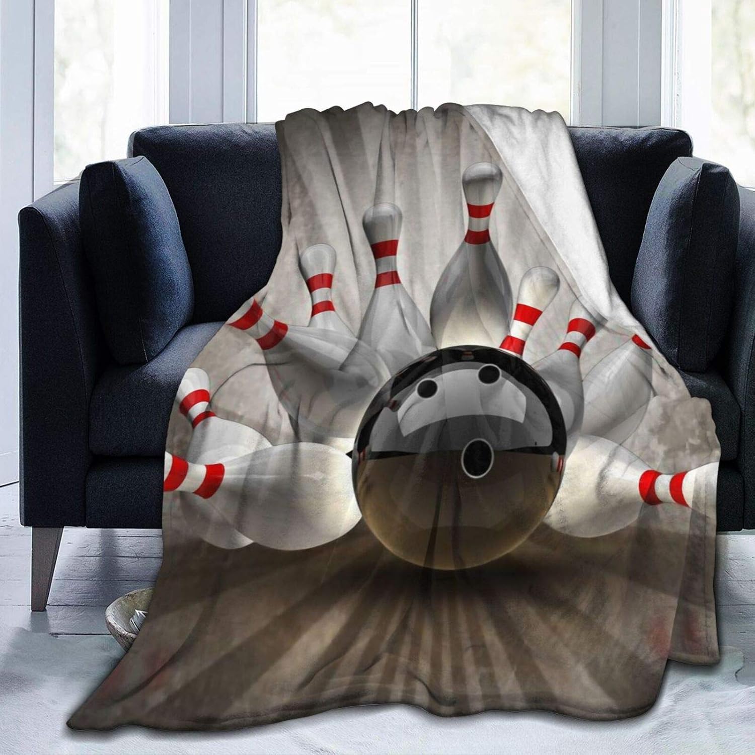 Bowling Blanket Throw - Soft Flannel Plush Blanket For Sports Fans, Perfect For Sofa, Bed, Travel - 3 Sizes Available - View #4