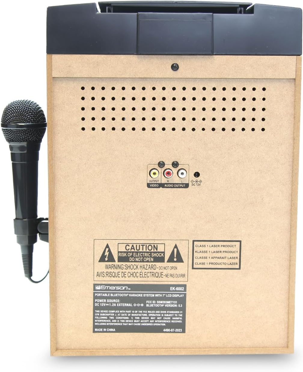 Emerson EK-6002 Portable Bluetooth Karaoke Machine with Wired Microphone, Built-in Speaker, LED Lighting, and Rechargeable Battery – Perfect for Parties, Singing, and Family Fun