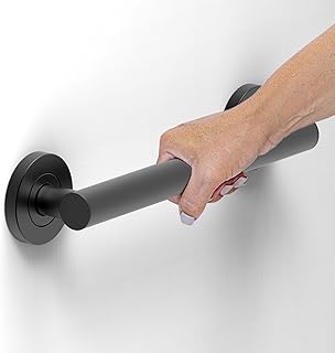 Stainless Steel Designer Grab Bar for Bath Safety, Collection Glacier, ADA Compliant 500lbs Loading Capacity, Matte Black 12 inches