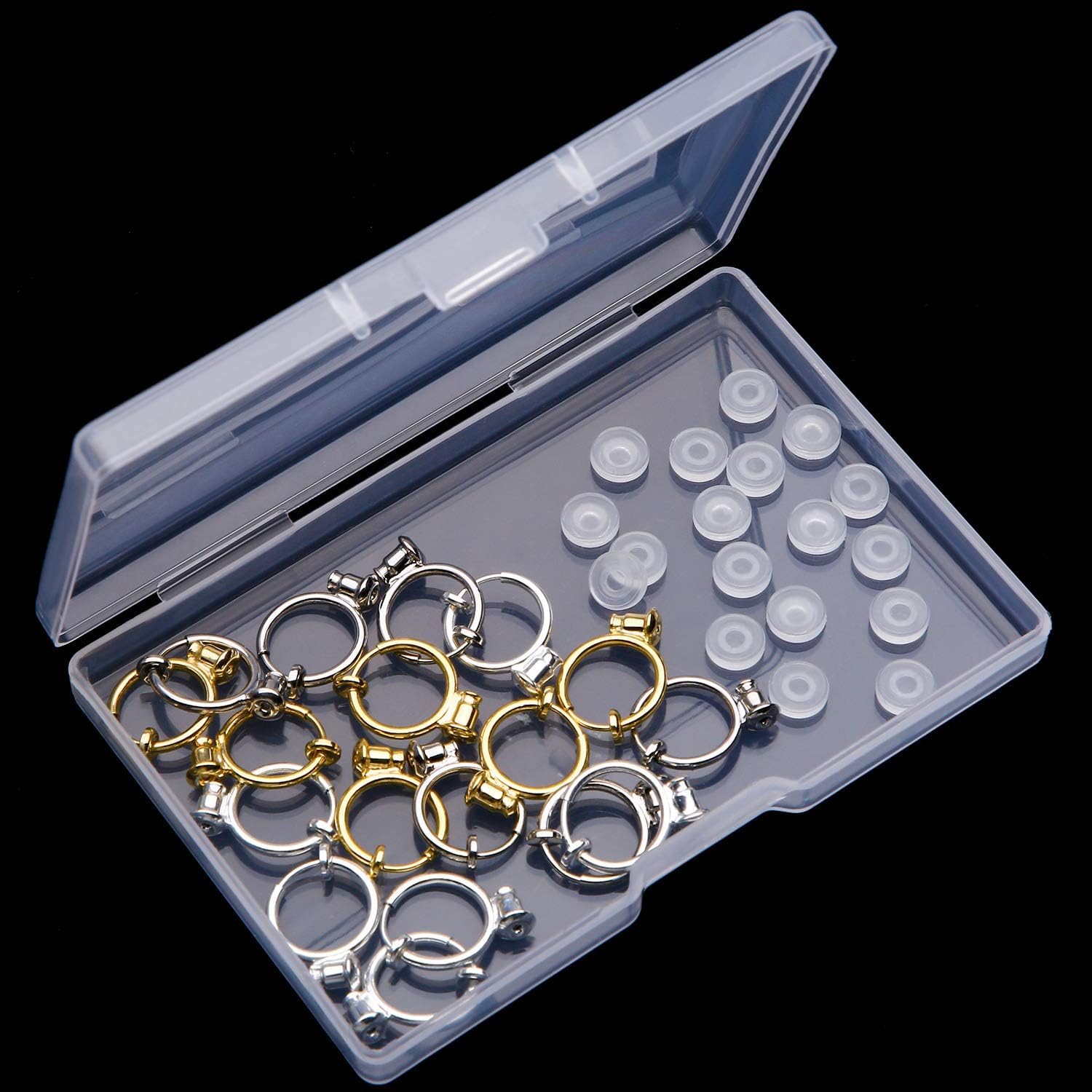 Tatuo 18 Pcs Clip-on Earrings Converter Back Component with Post for Non-Pierced Ears and 18 Pcs Comfort Earring Pads for Women(Gold Silver Steel)