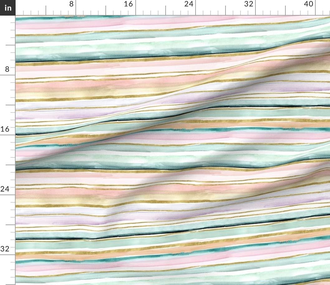 Spoonflower Fabric - Watercolor Horizontal Stripe Pastel Modern Printed on Cotton Poplin Fabric by The Yard - Sewing Shirting Quilting Dresses Apparel Crafts