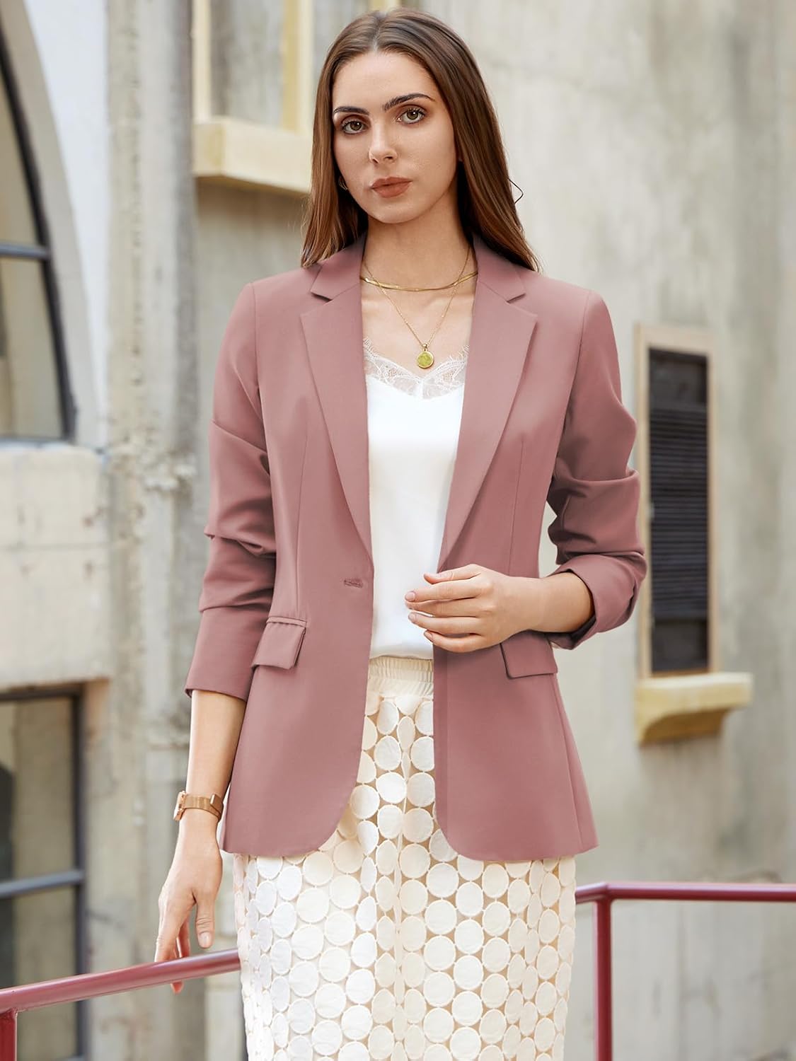 Womens One Button Blazer Casual Open Front Long Sleeve Suit Jackets Business Work Office Blazers - Image 3