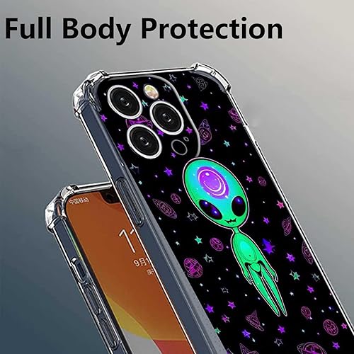 Miniatura 3 de Funda compatible con iPhone 15 Pro Max, diseño hippie de estrellas alienígenas OVNI, planetas, espacio exterior, elegante funda para iPhone para
