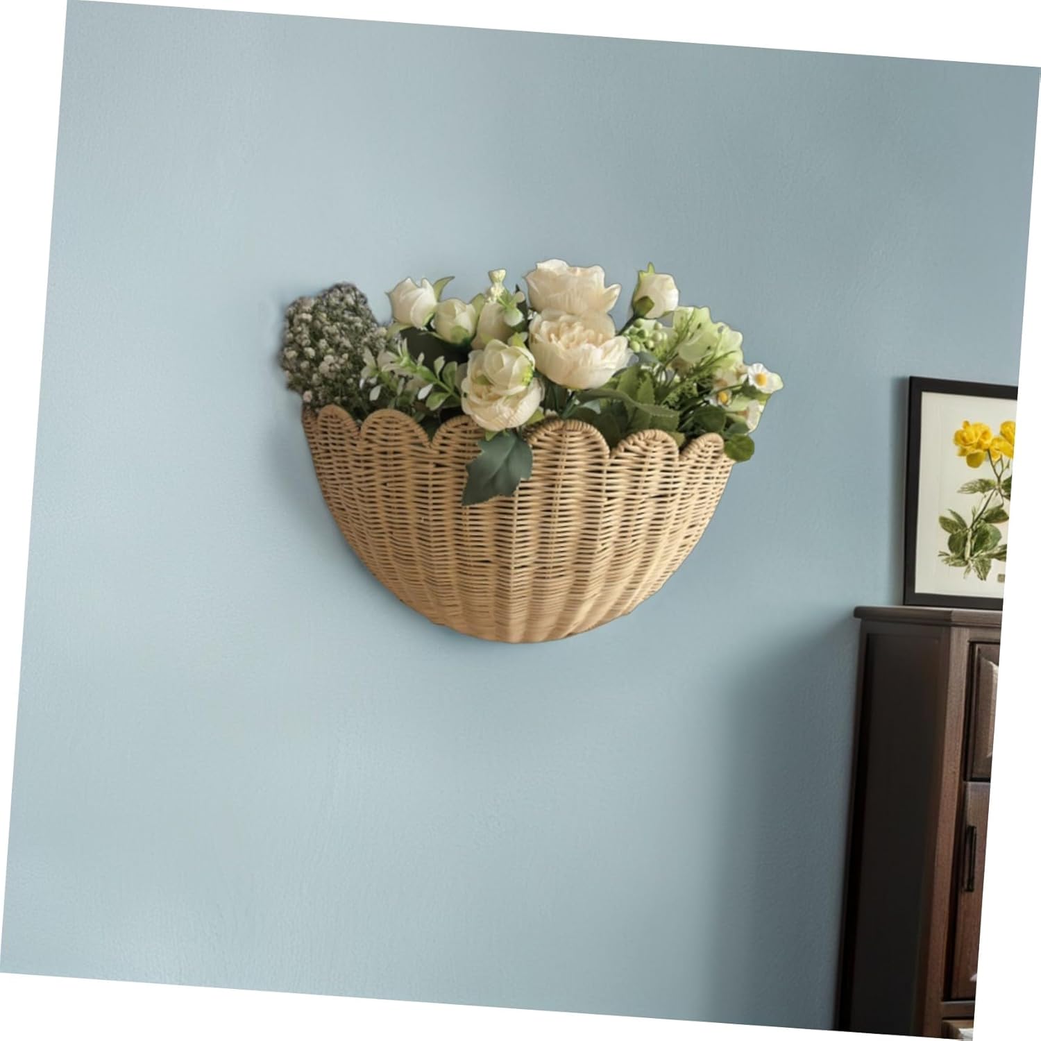 CLISPEED 藤編壁掛け収納バスケット 自然素材手編みデザイン 通気性良好で